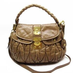 Miu Miu handbag shoulder bag Beige Tan gold leather